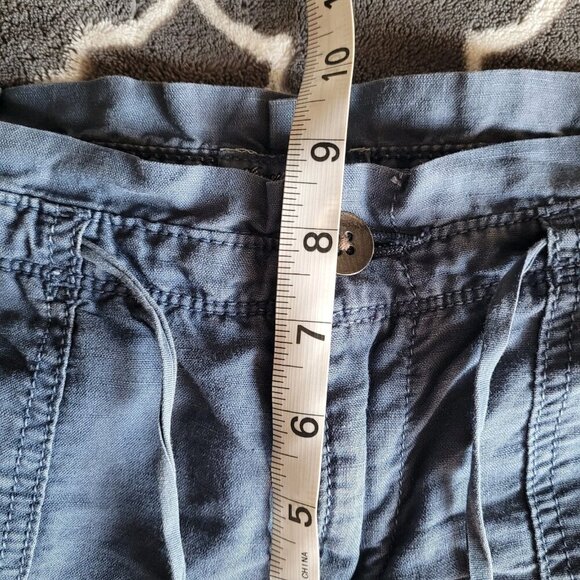 Vtg American Eagle Blue Linen Blend Pants Sz 2 Mid Rise Straight Flap Pocket Y2k - Picture 7 of 10
